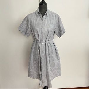 Amour Vert linen shirt dress blue shirt sleeves xs